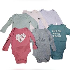 12mo Girl Long Sleeve One-Piece Bodysuit Pack